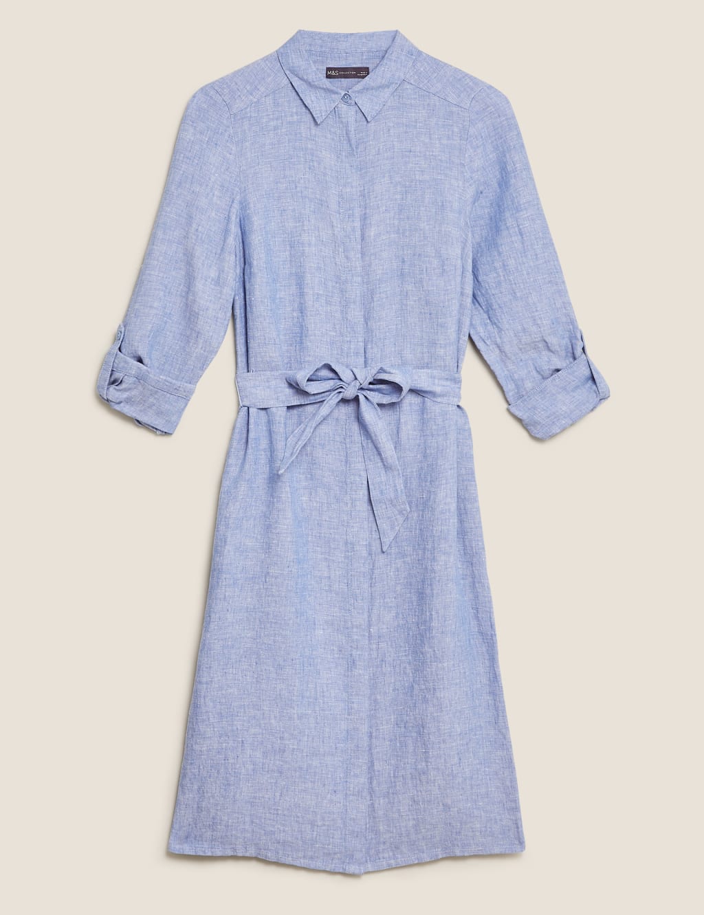 Pure Linen Belted Midi Shirt Dress 2 of 6