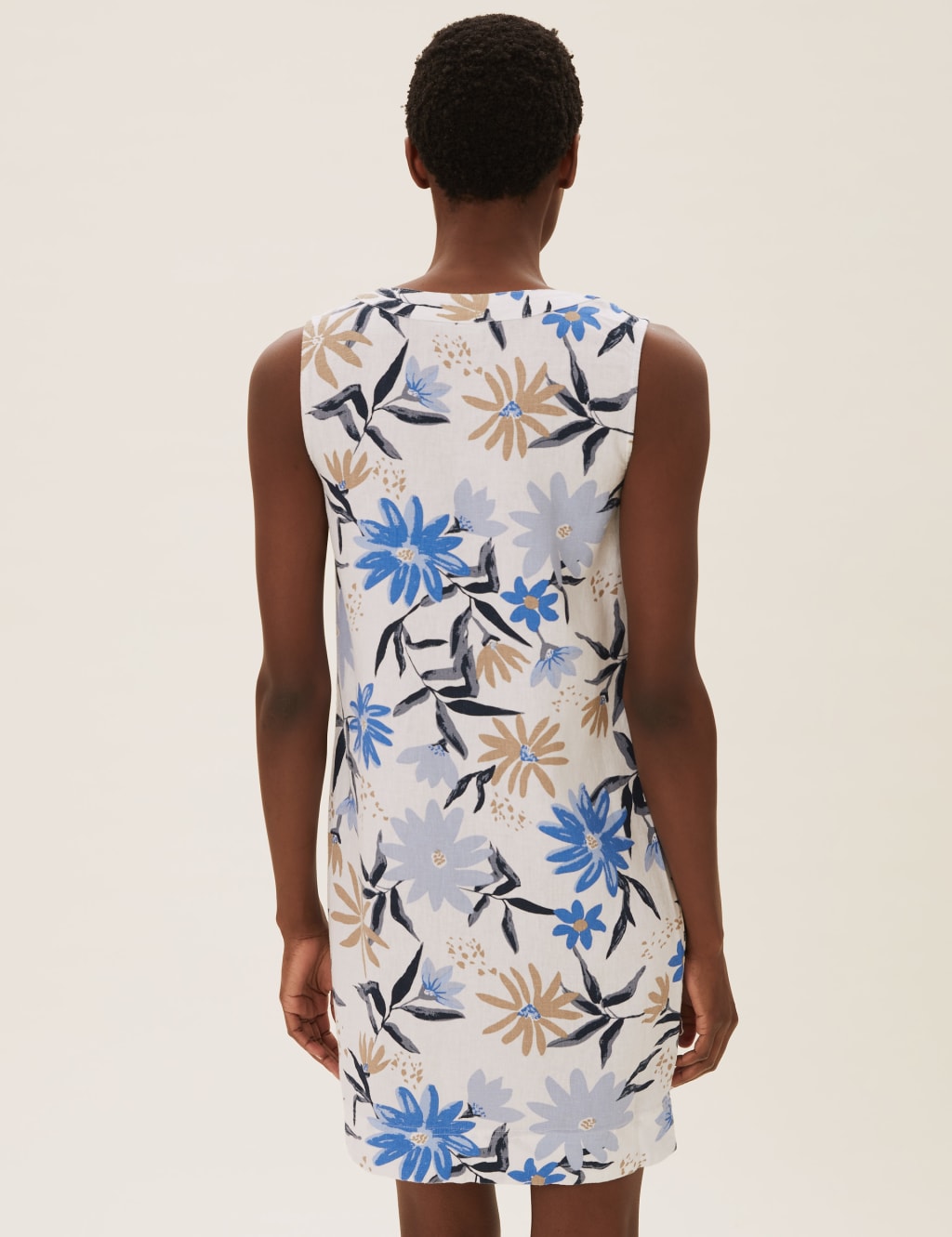 Linen Blend Floral V-Neck Mini Dress 2 of 3
