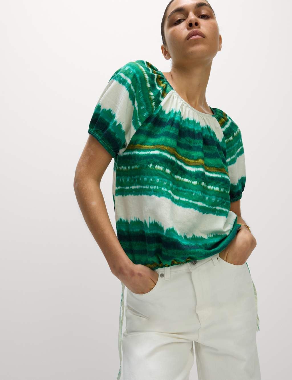 Linen Rich Printed Blouse 1 of 5
