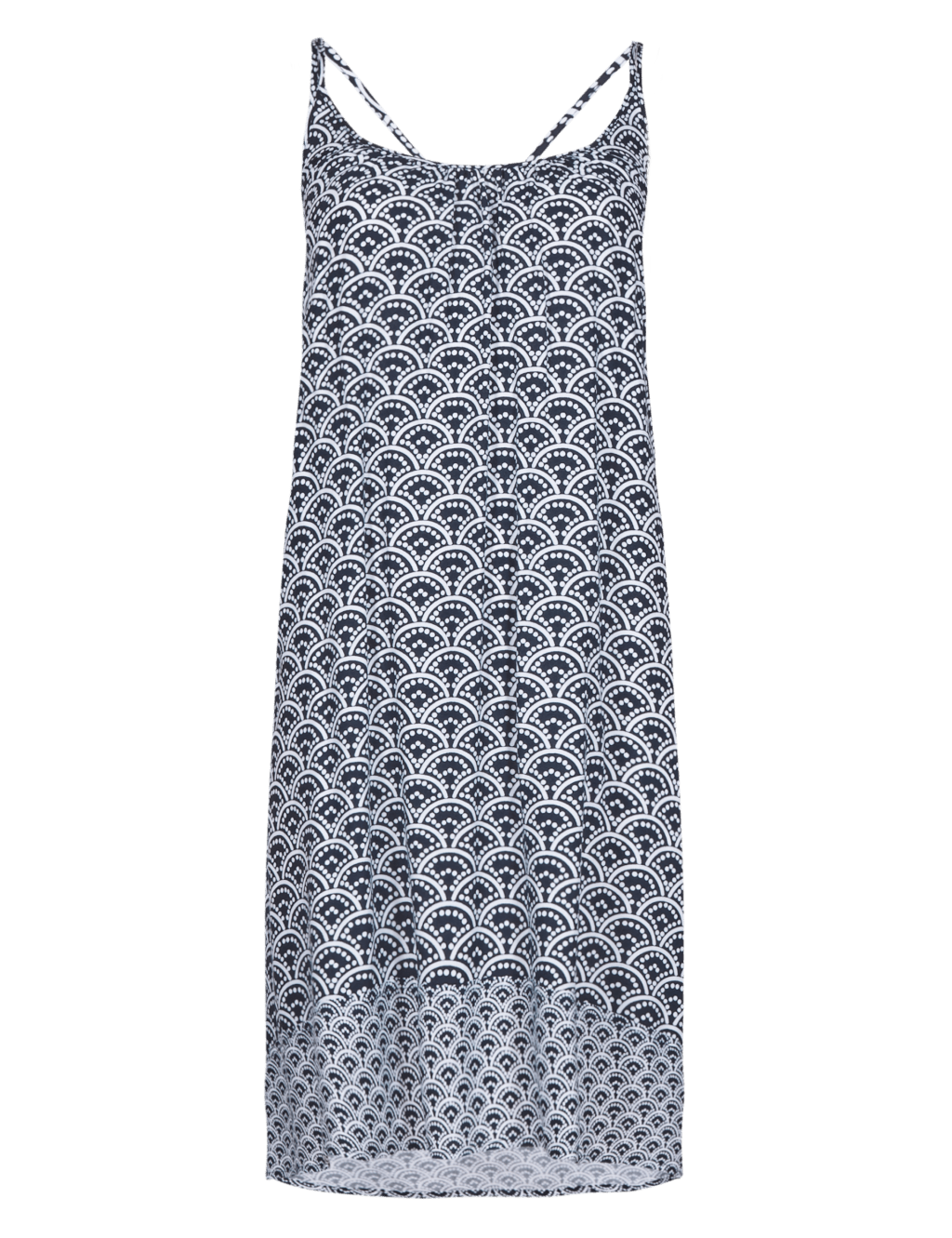 Cross Back Spotted Scallop Print Shift Dress 2 of 4