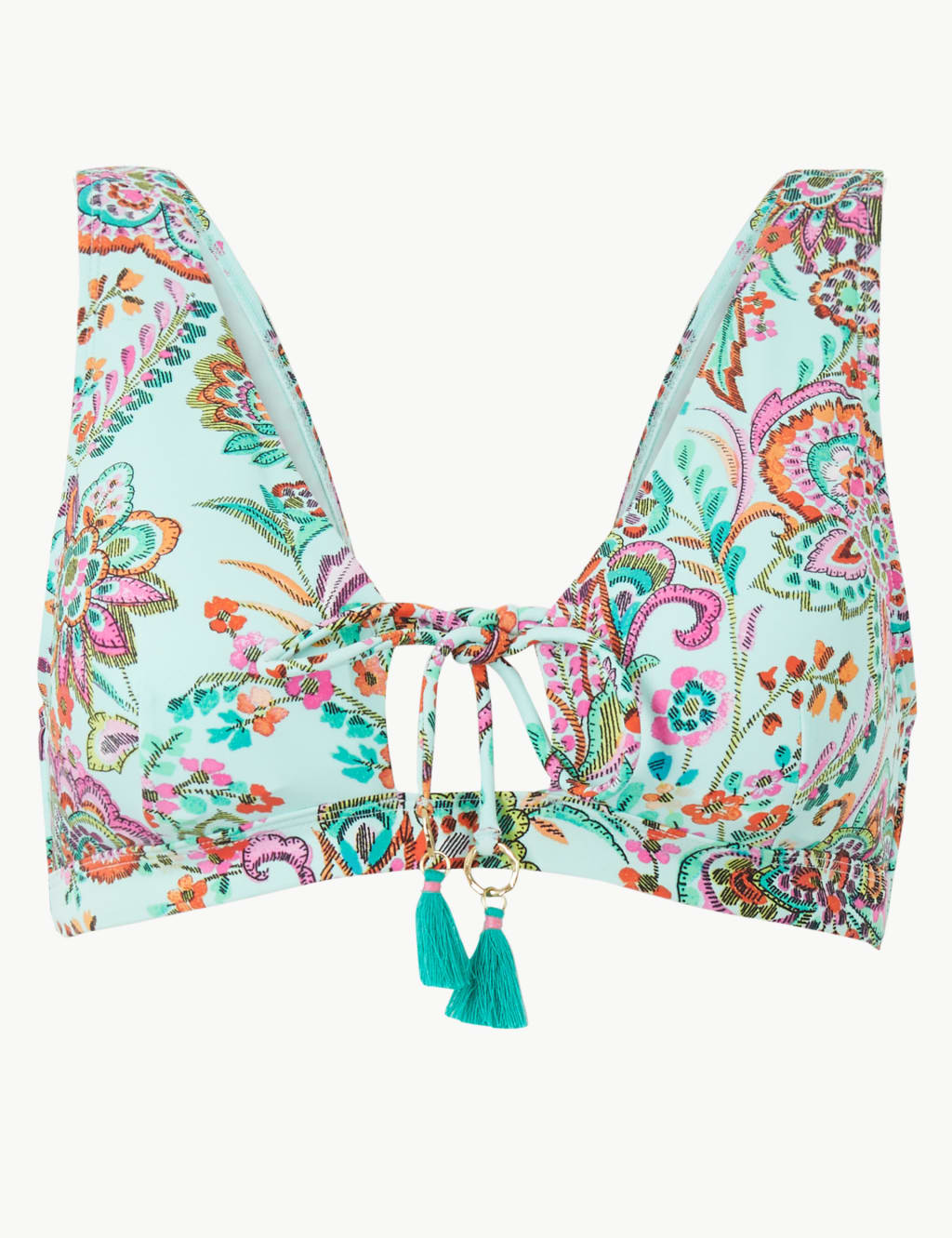 Paisley Print Plunge Bikini Top 2 of 5