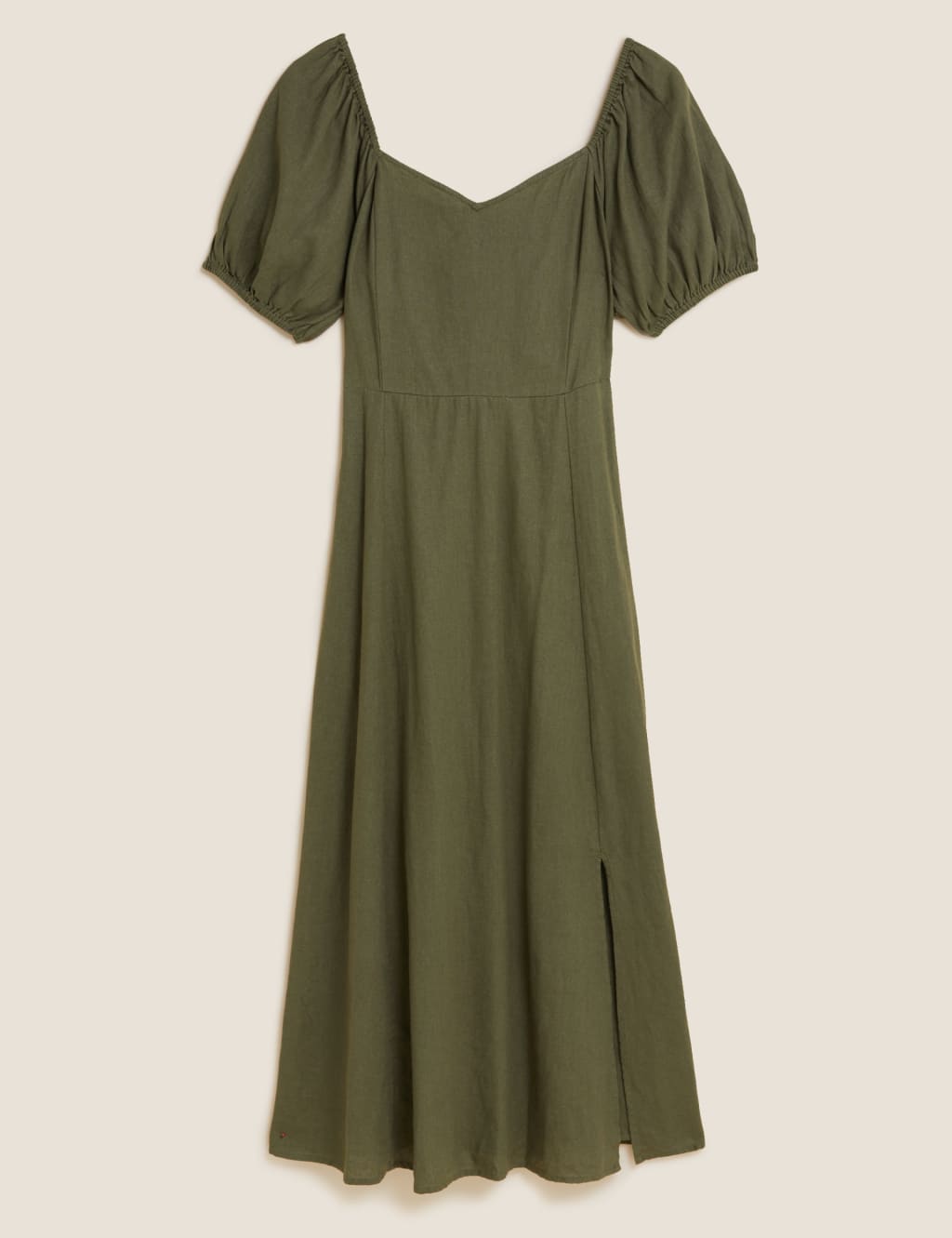 Linen Blend Sweetheart Neckline Midi Dress 2 of 5