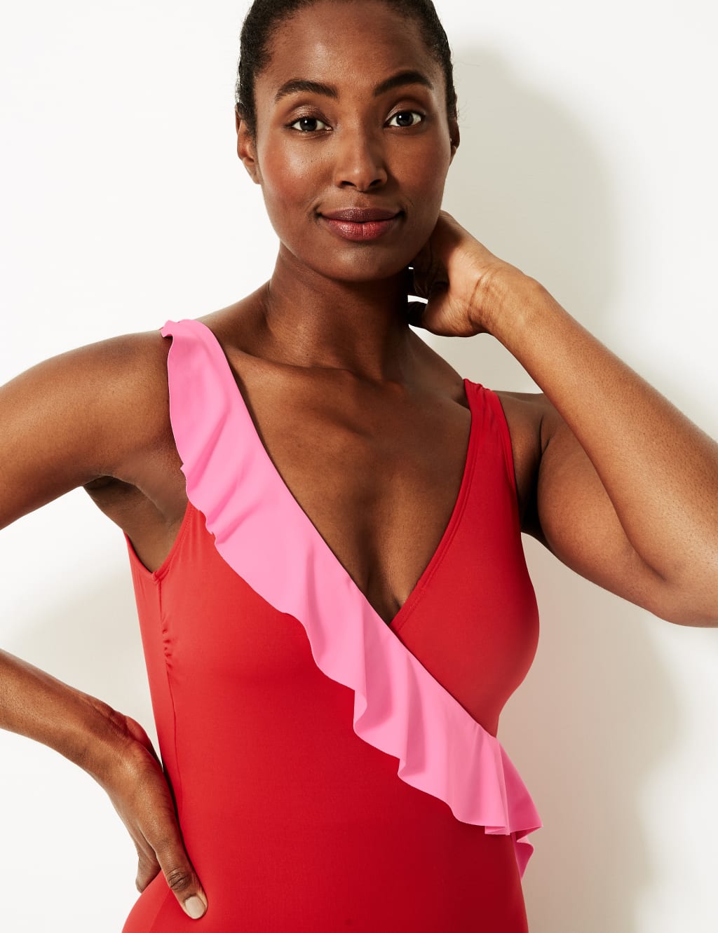 Secret Slimming Ruffle Plunge Swimsuit M S Collection M S