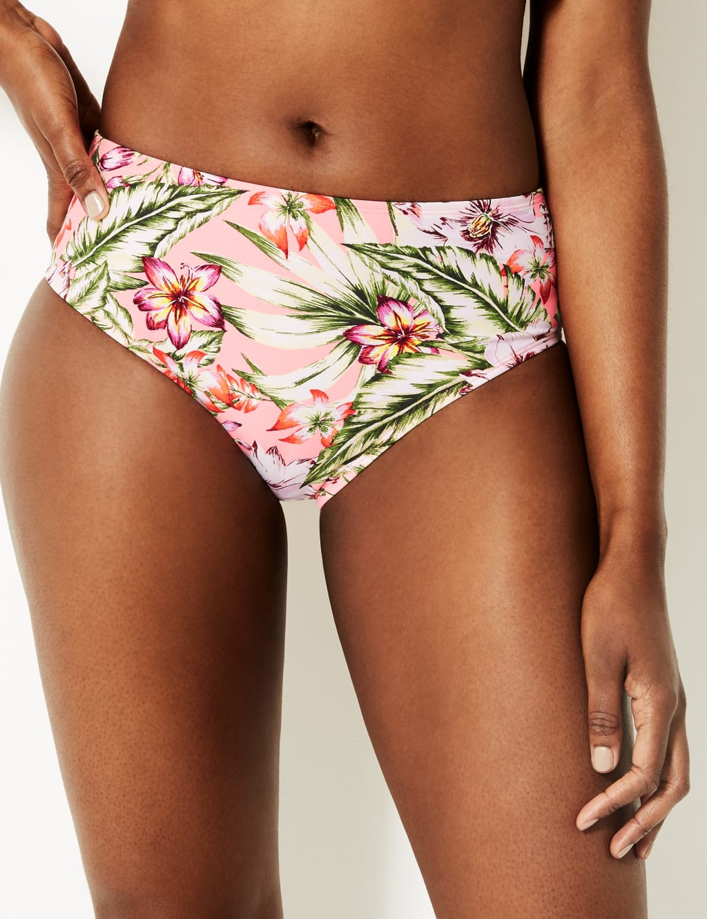 Floral Print High Waisted Bikini Bottoms M S Collection M S