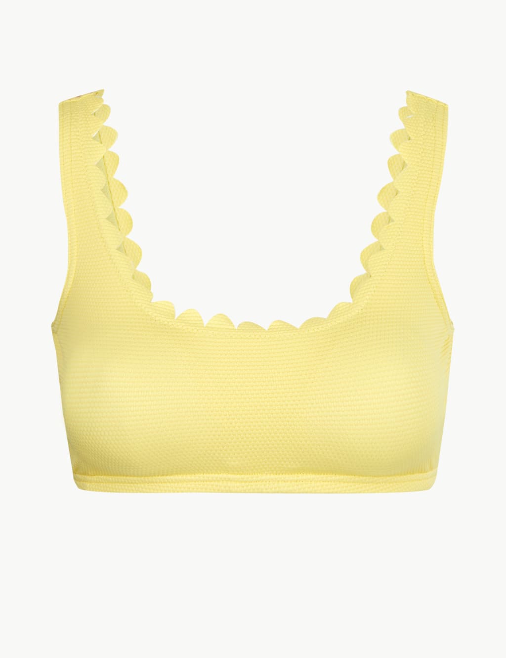 Textured Scallop Trim Scoop Neck Bikini Top 2 of 4