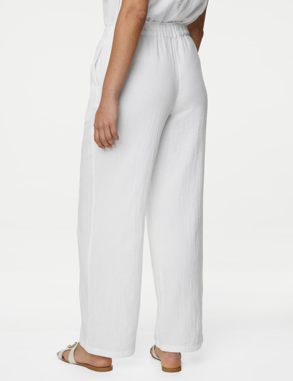 Pure Cotton Wide Leg Trousers M S Collection M S