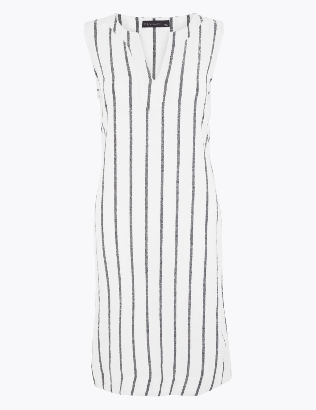 Linen Striped V Neck Shift Dress M S Collection M S