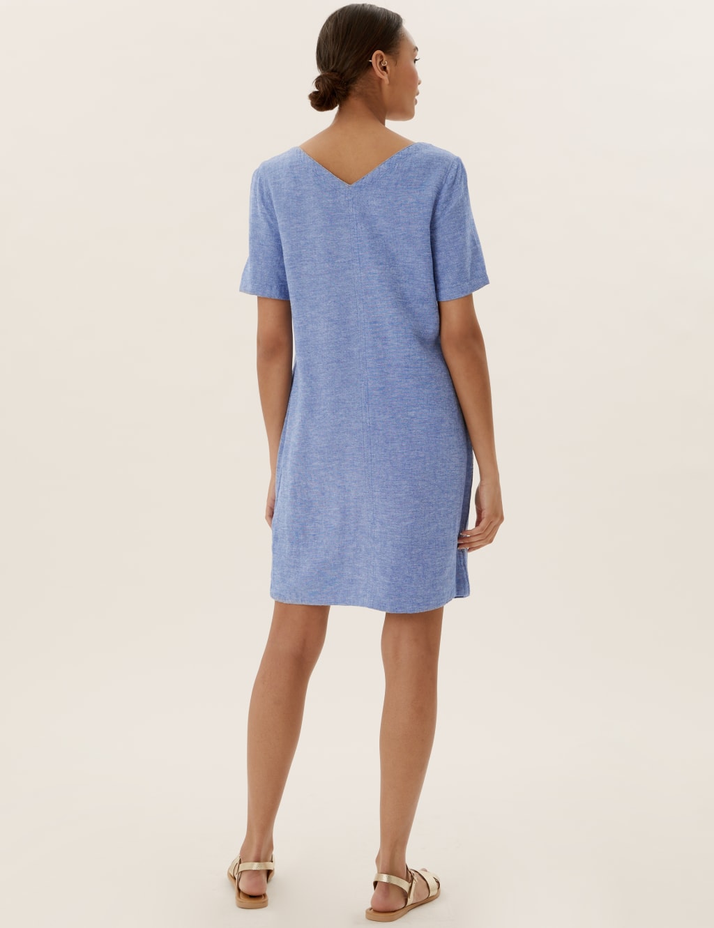Linen Blend V-Neck Shift Dress 4 of 4