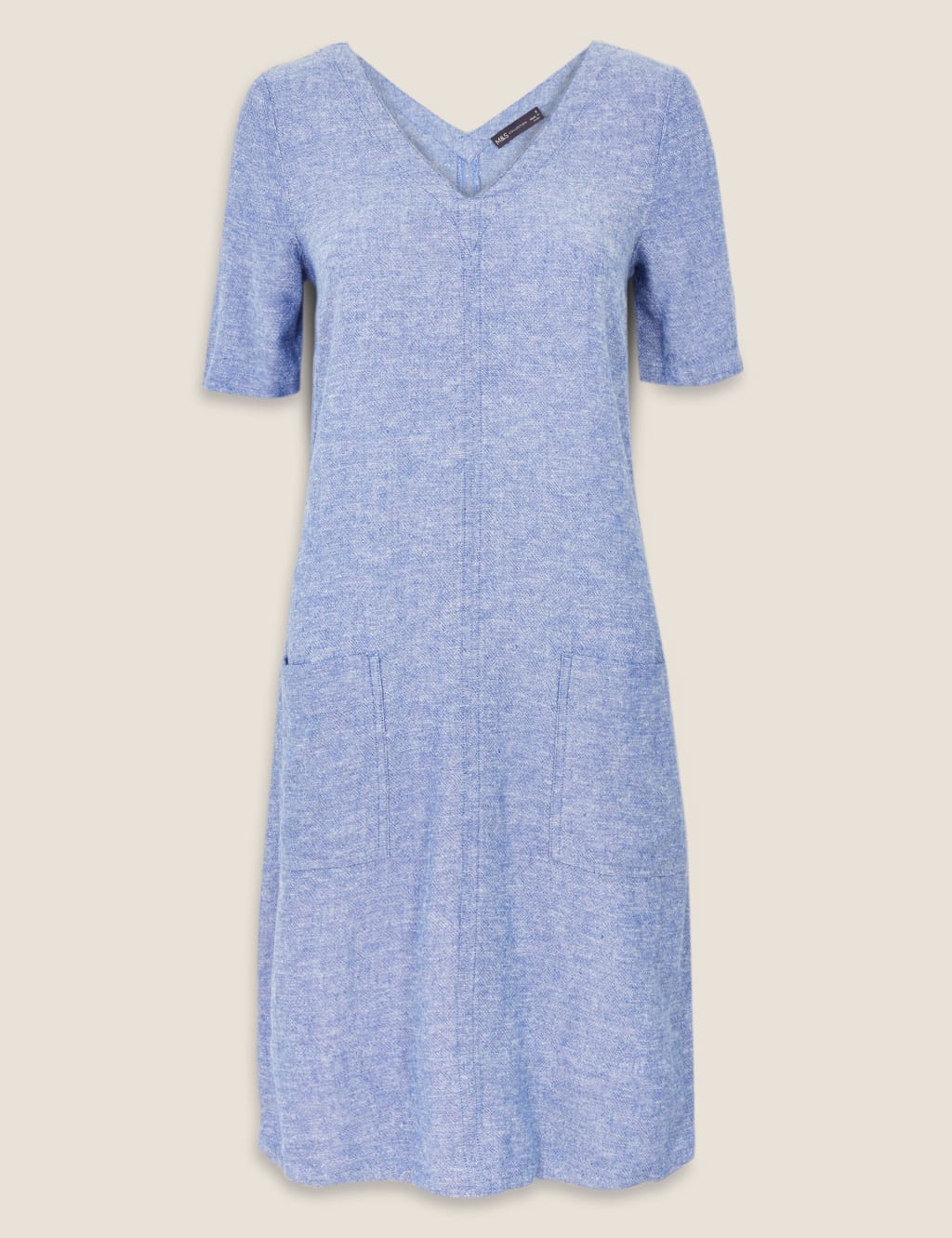 Linen Blend V-Neck Shift Dress 2 of 4