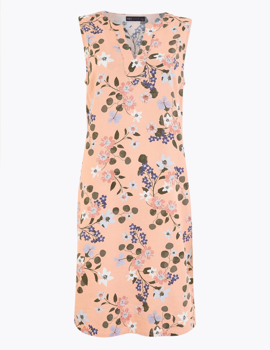 Linen Floral V Neck Shift Dress M S Collection M S