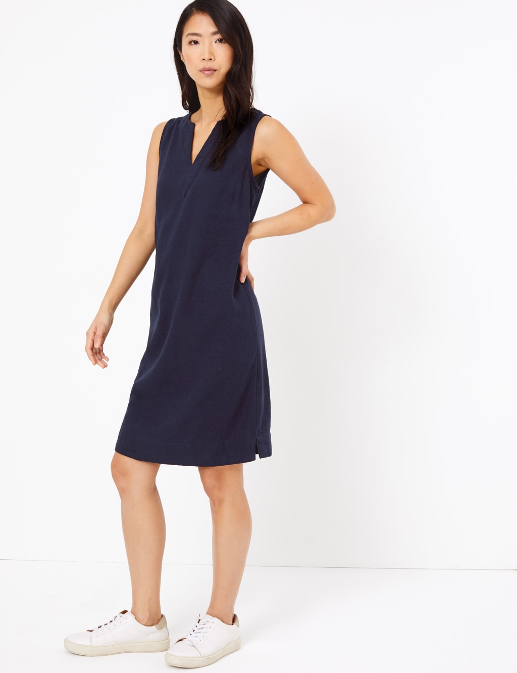 Linen V Neck Shift Dress M S Collection M S