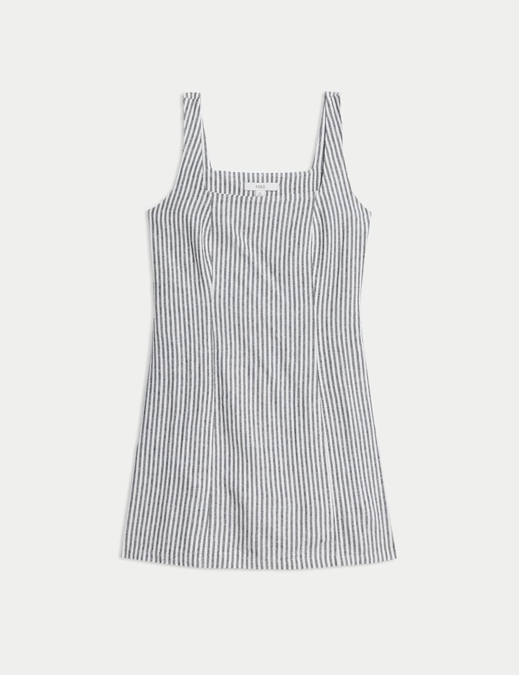 Linen Rich Striped Mini Shift Dress 2 of 5