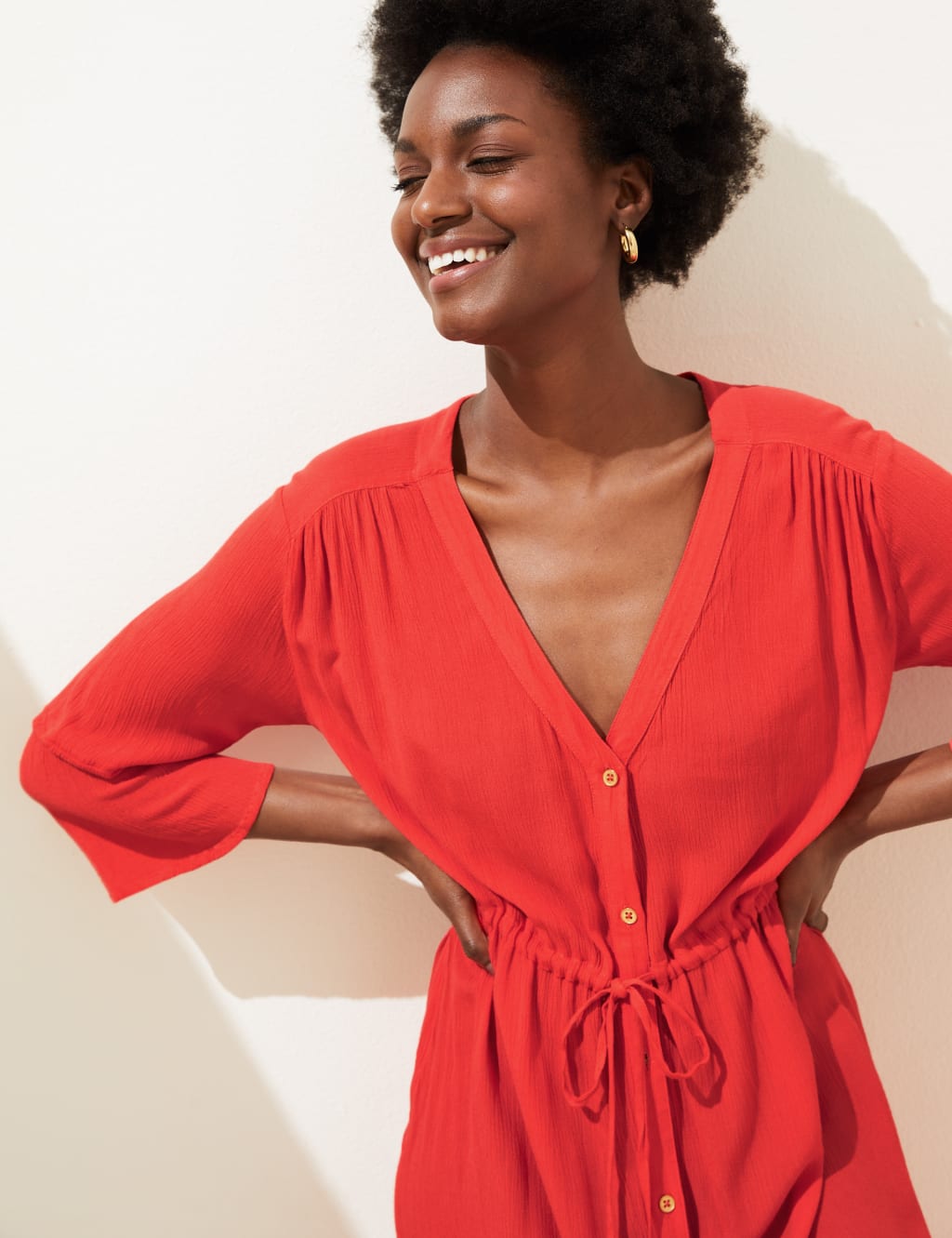 V-Neck Tie Waist Maxi Beach Dress 4 of 5