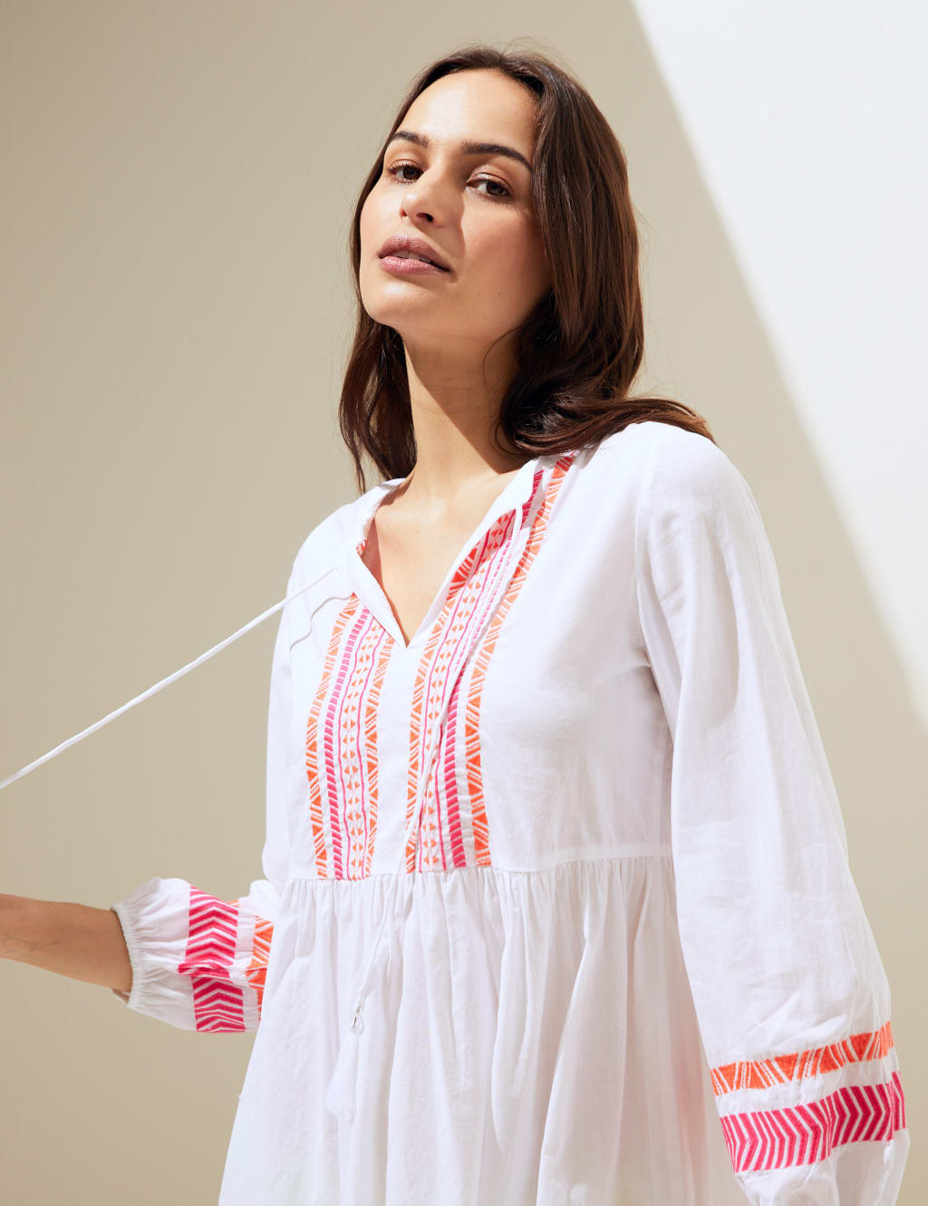 Pure Cotton Embroidered Mini Beach Dress M S Collection M S