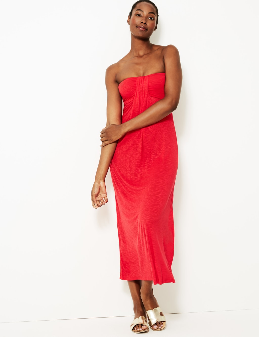 Jersey Shirred Fit Flared Beach Dress M S Collection M S