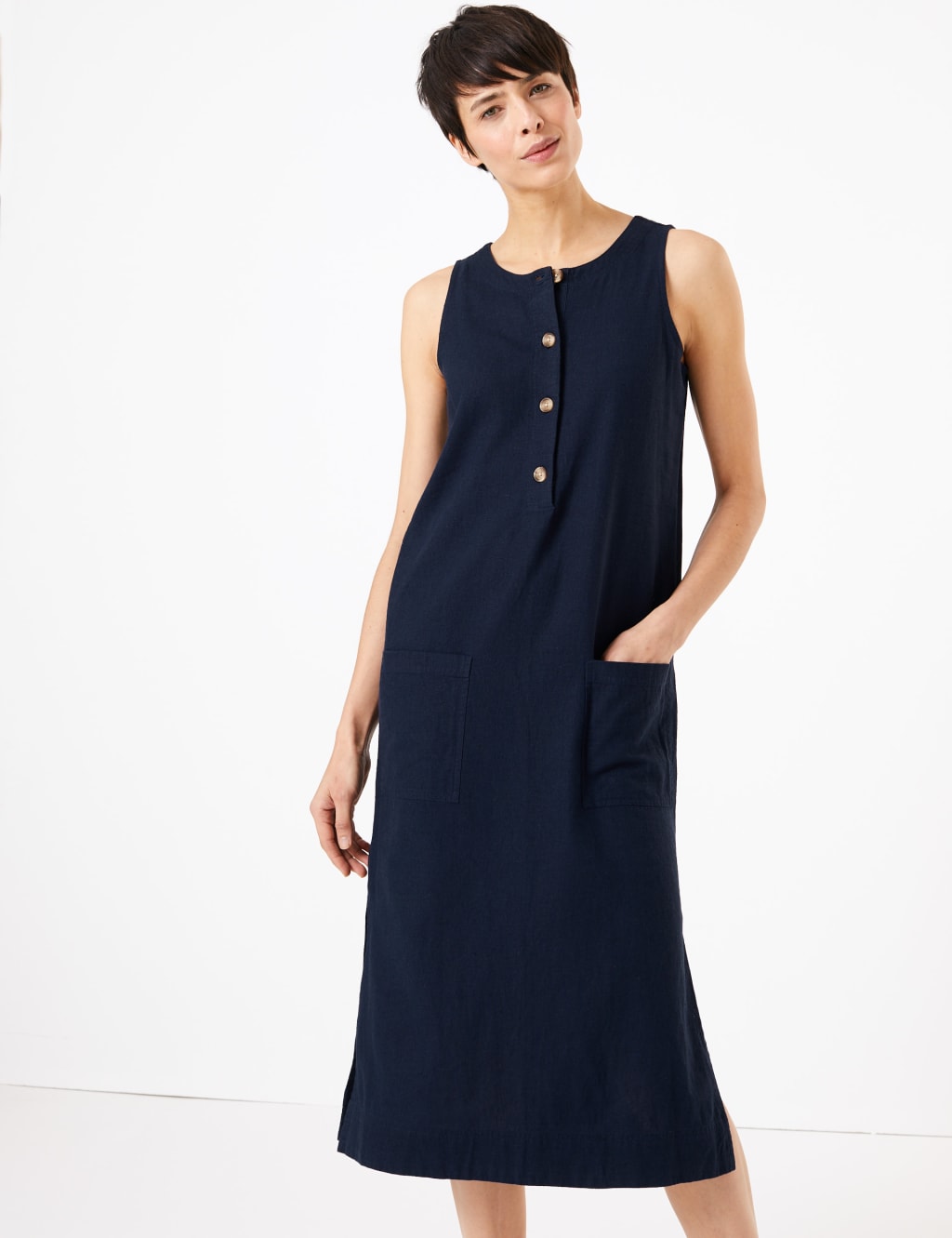 Linen Midi Shift Dress M S Collection M S