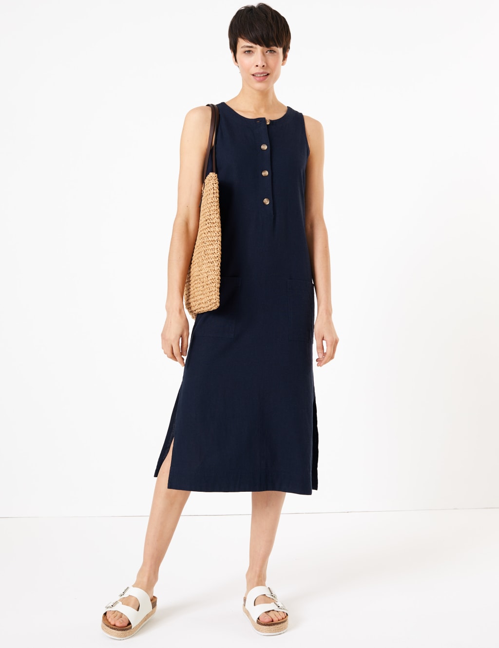 Linen Midi Shift Dress 4 of 6