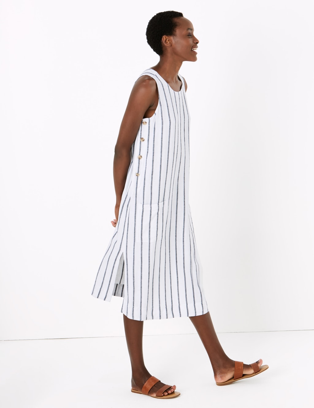 M&s white linen dress outlet