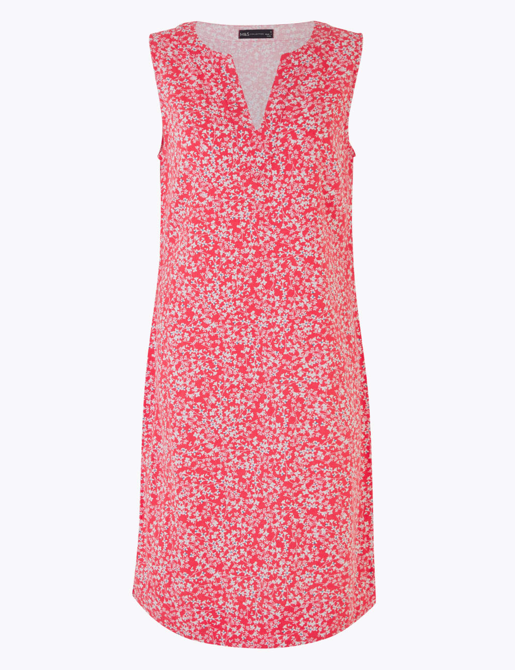 Linen Ditsy Floral V Neck Shift Dress M S Collection M S