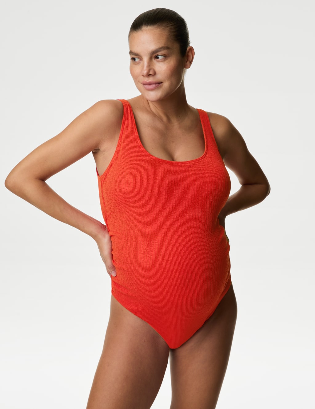 Maternity Padded Ruched Scoop Neck Swimsuit M S Collection M S