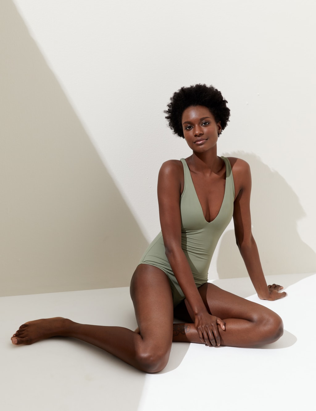 Padded Tie Back Plunge Swimsuit M S Collection M S