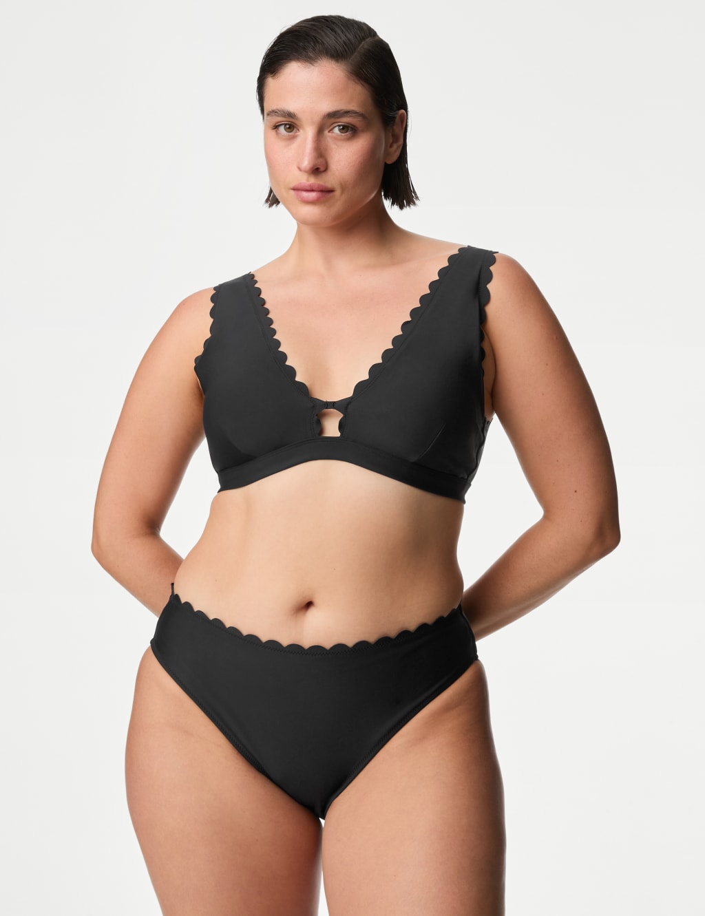 Black scalloped high waisted bikini store