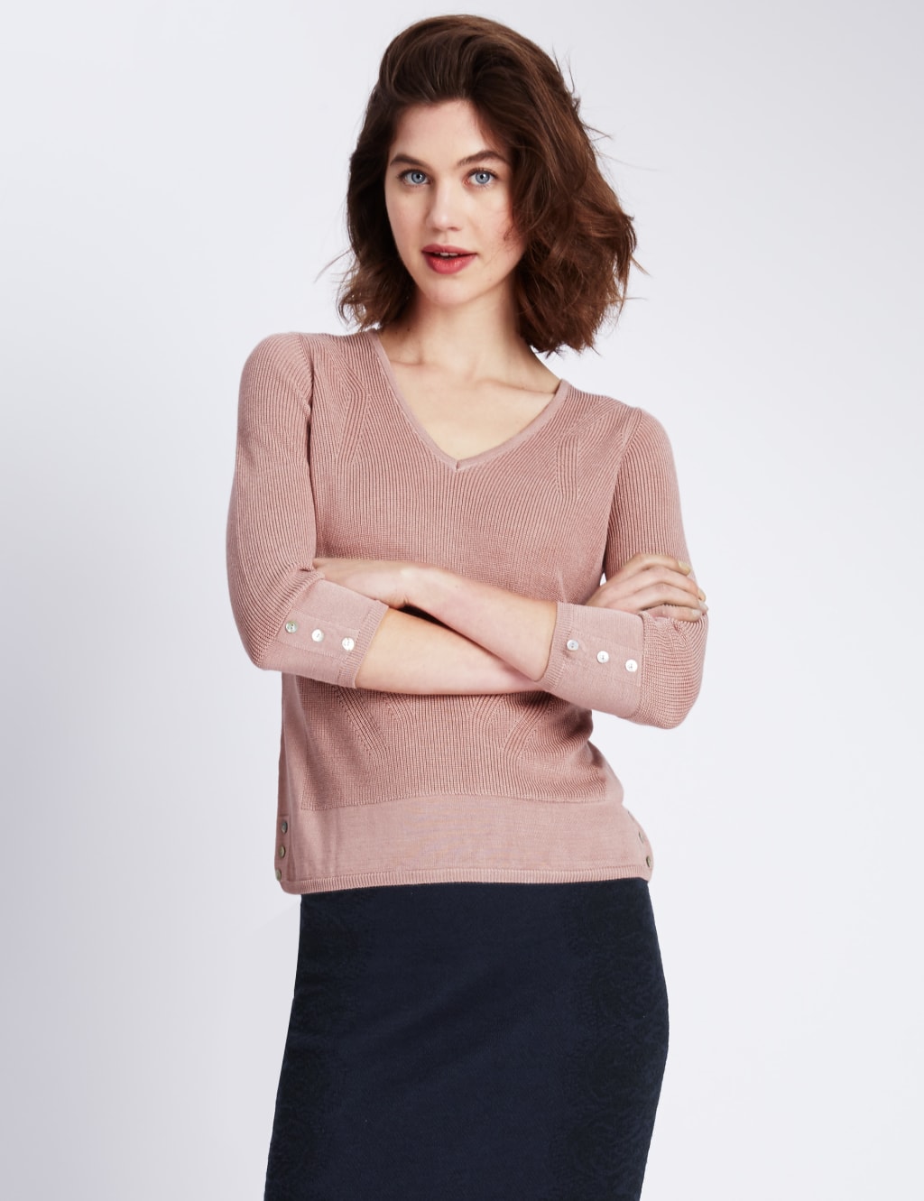 V-Neck 3/4 Sleeve Jumper 1 of 3