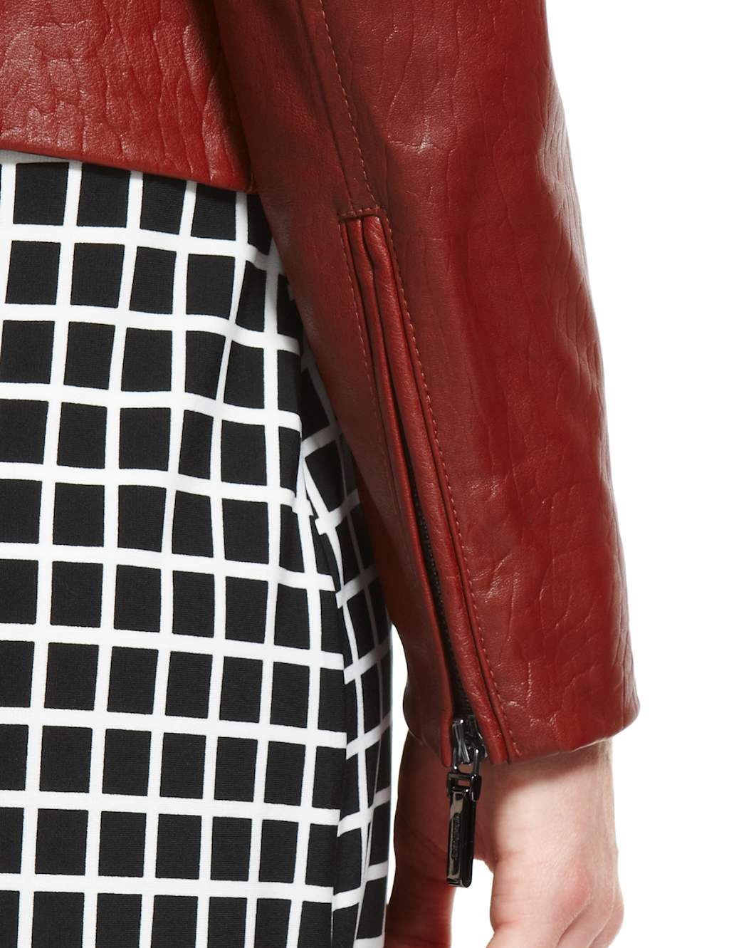 Leather Textured Biker Jacket 8 of 9