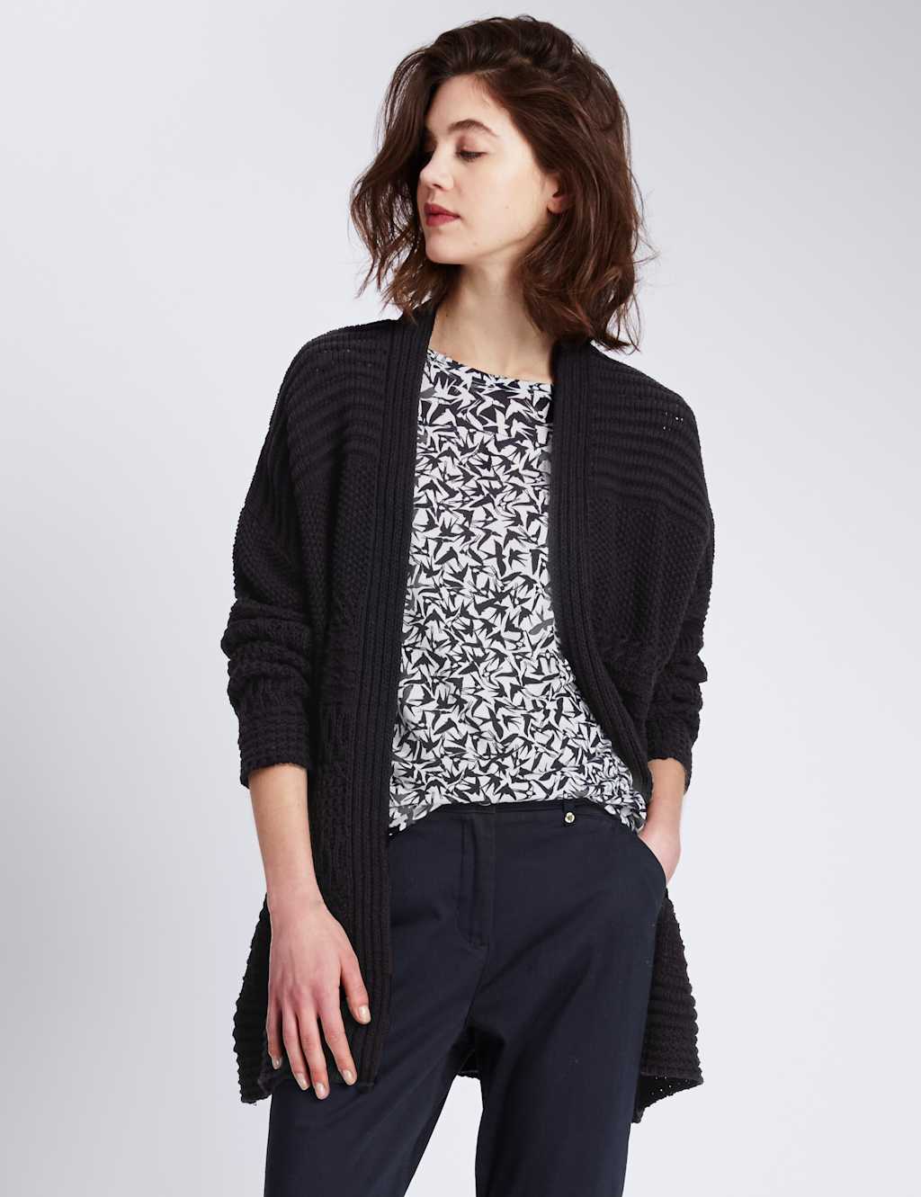 Open Front Textured Cardigan 1 of 3