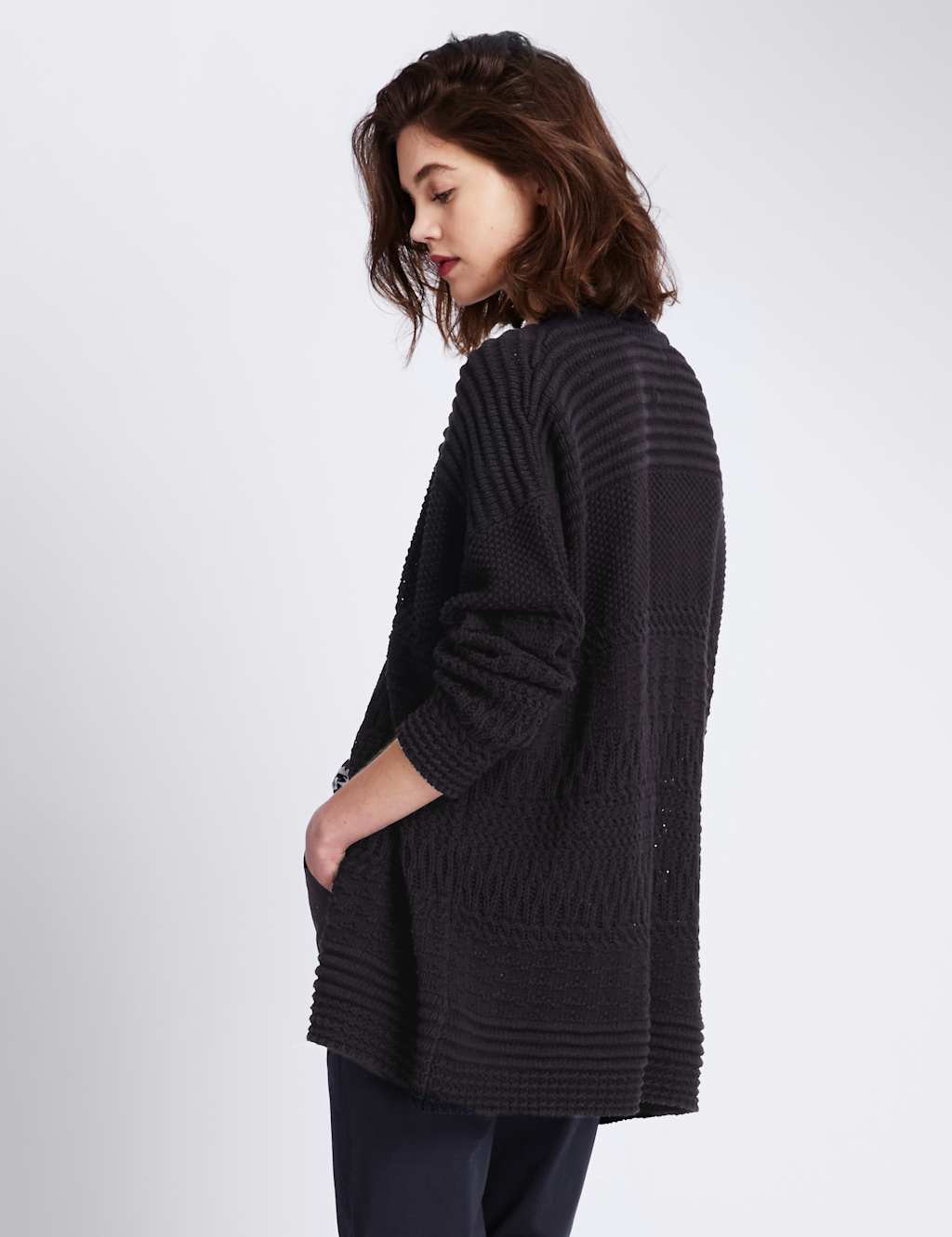 Open Front Textured Cardigan 3 of 3
