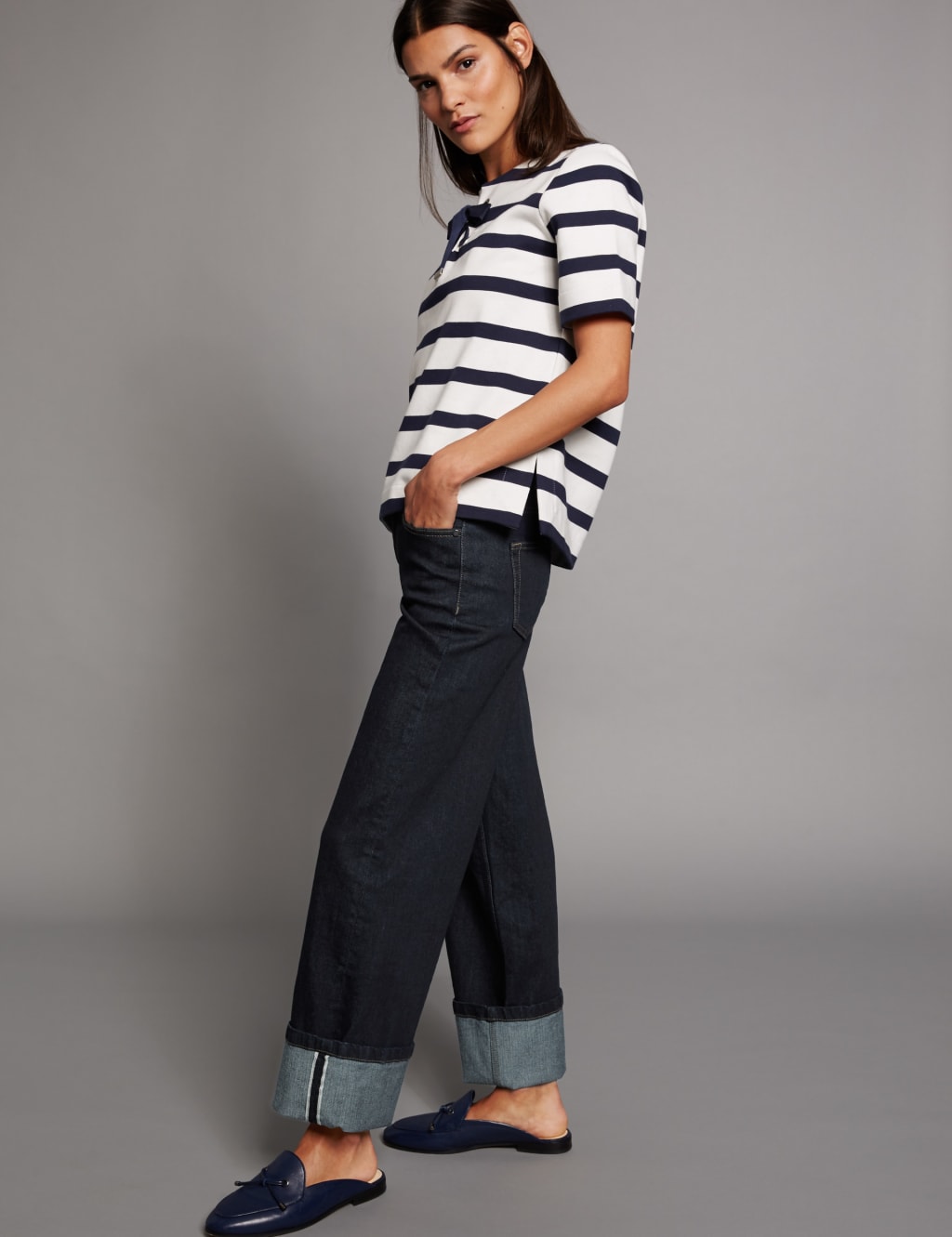 Selvedge High Rise Wide Leg Jeans 3 of 6
