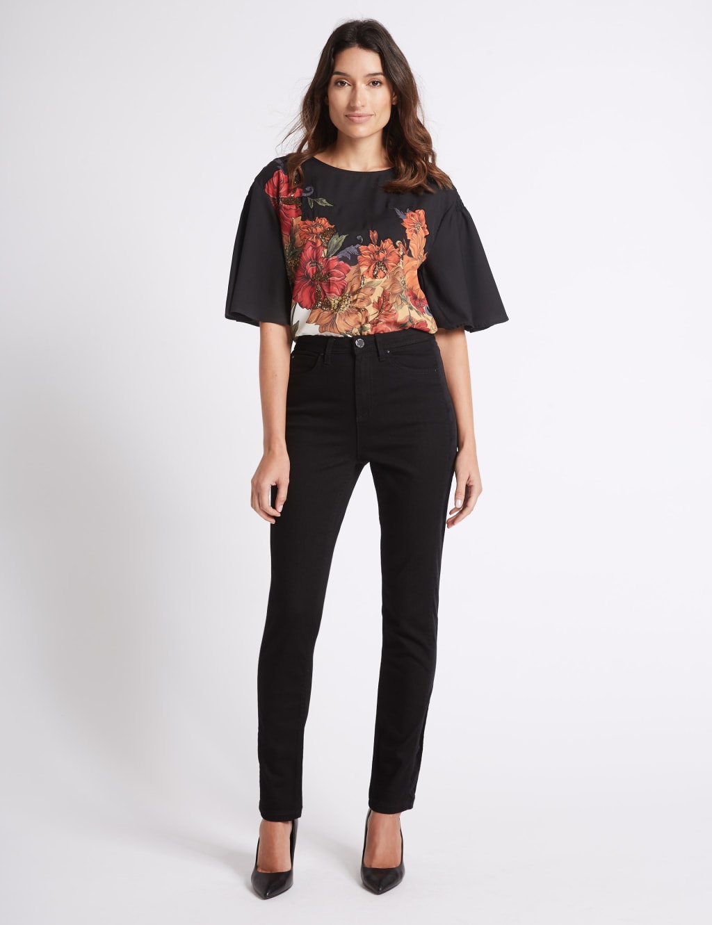 Velvet Trim Roma Rise Skinny Leg Jeans Per Una M S