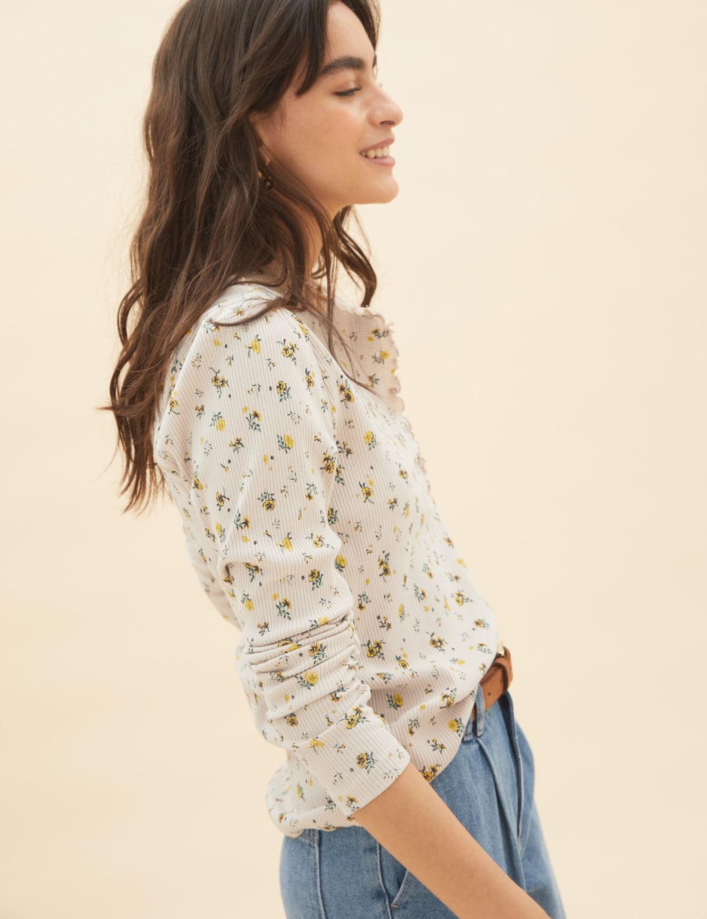 Cotton Rich Floral Henley Top 4 of 5