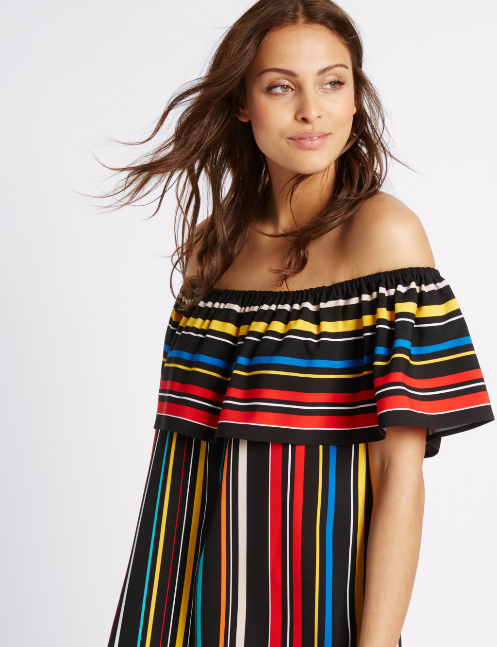 Striped Short Sleeve Bardot Top 3 of 5