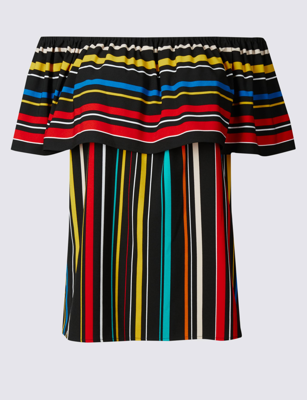 Striped Short Sleeve Bardot Top 2 of 5