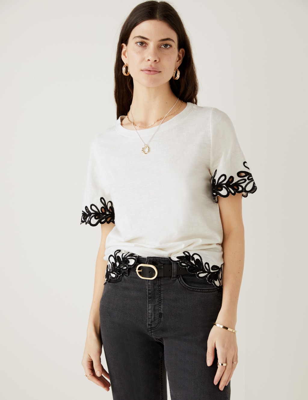 Pure Cotton Embroidered T-Shirt 3 of 5
