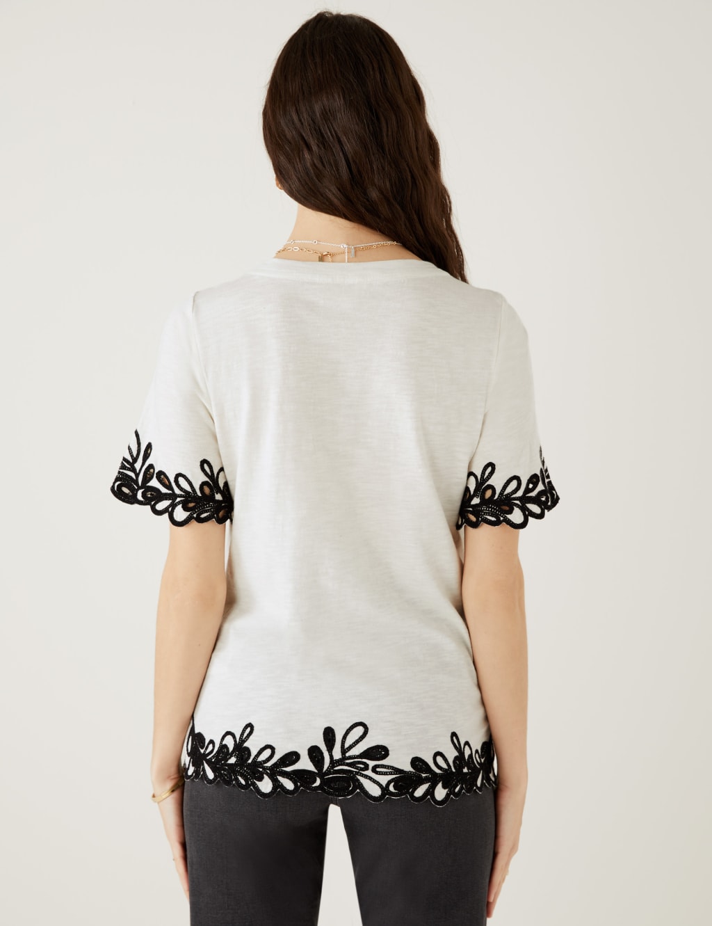 Pure Cotton Embroidered T-Shirt 4 of 5