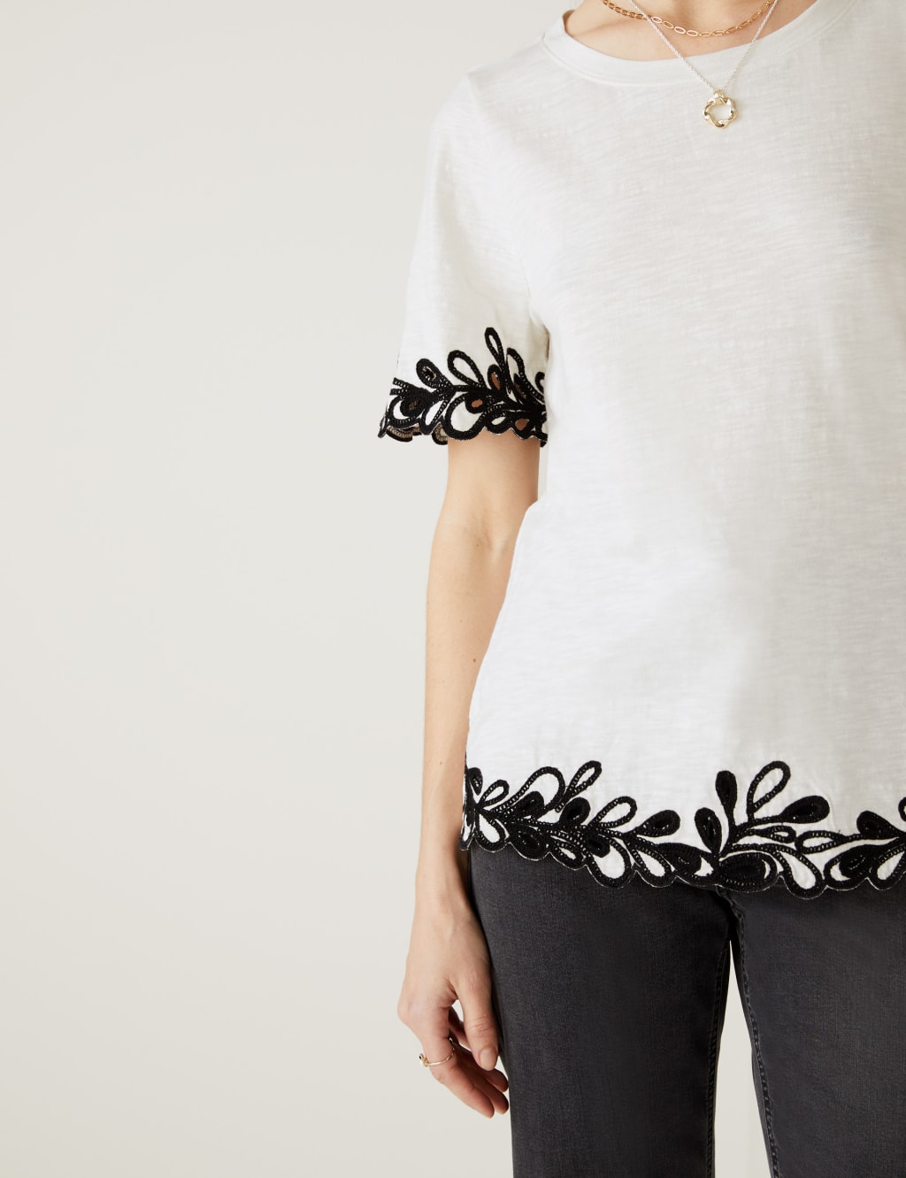 Pure Cotton Embroidered T-Shirt 5 of 5