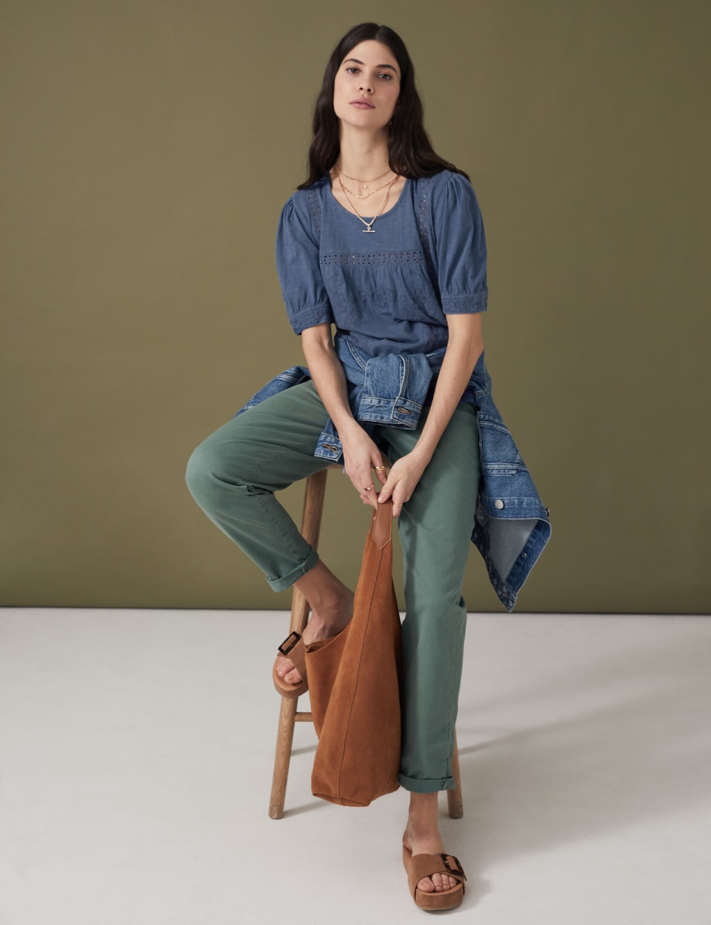 Pure Cotton Embroidered Puff Sleeve Top 1 of 5
