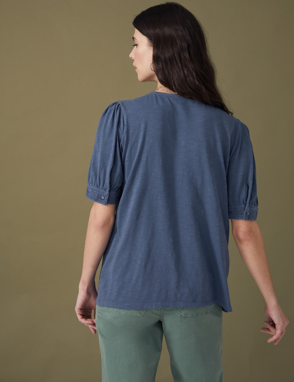 Pure Cotton Embroidered Puff Sleeve Top 5 of 5