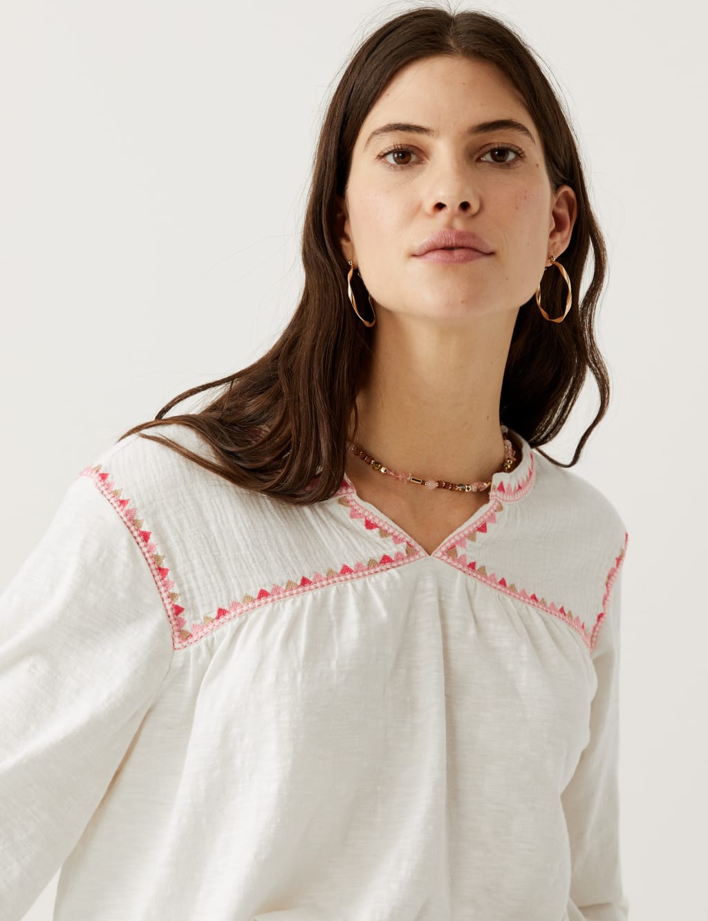 Pure Cotton Embroidered Notch Neck Top 4 of 6
