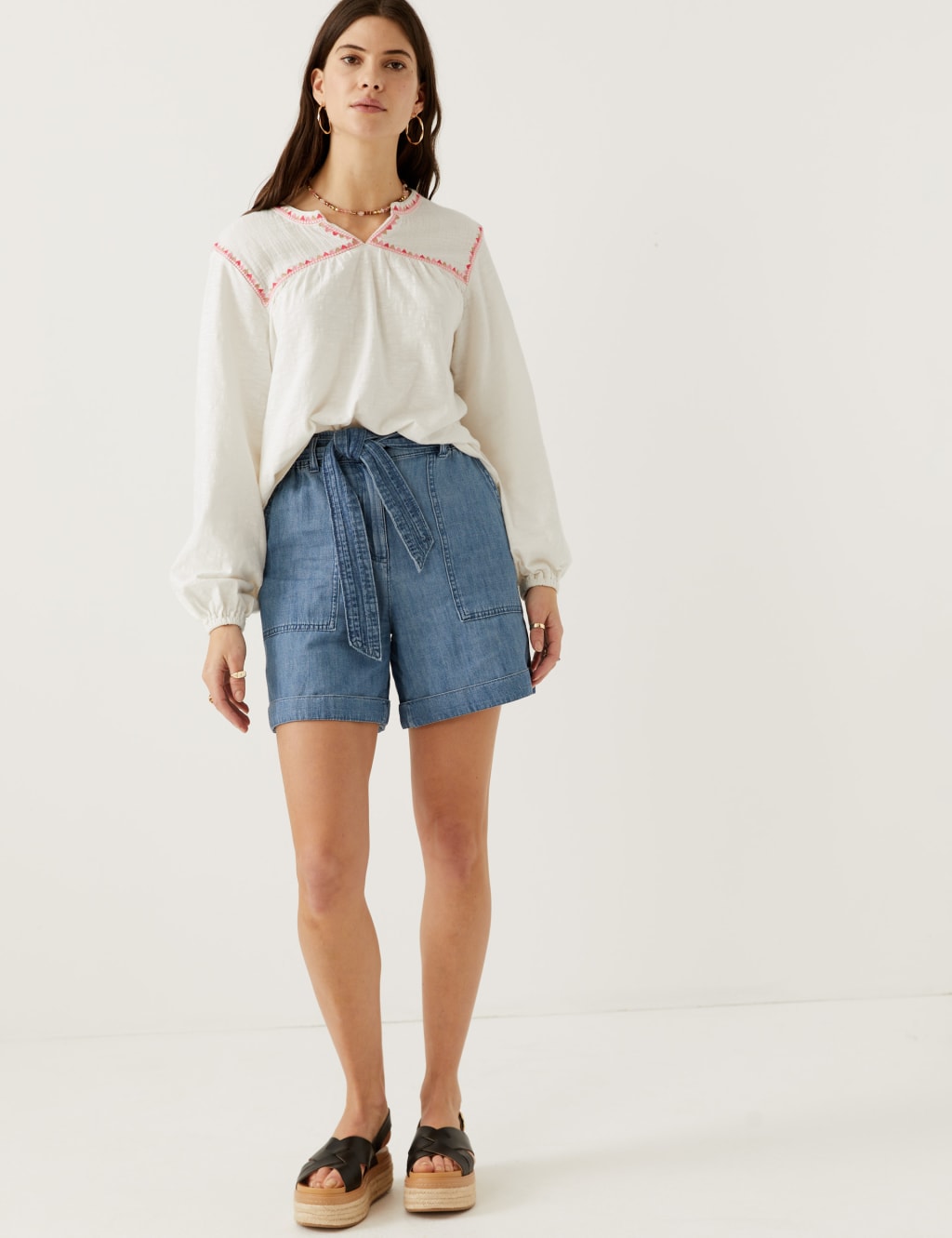 Pure Cotton Embroidered Notch Neck Top 5 of 6