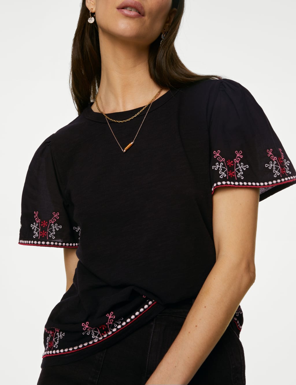 Pure Cotton Embroidered T-Shirt 1 of 5