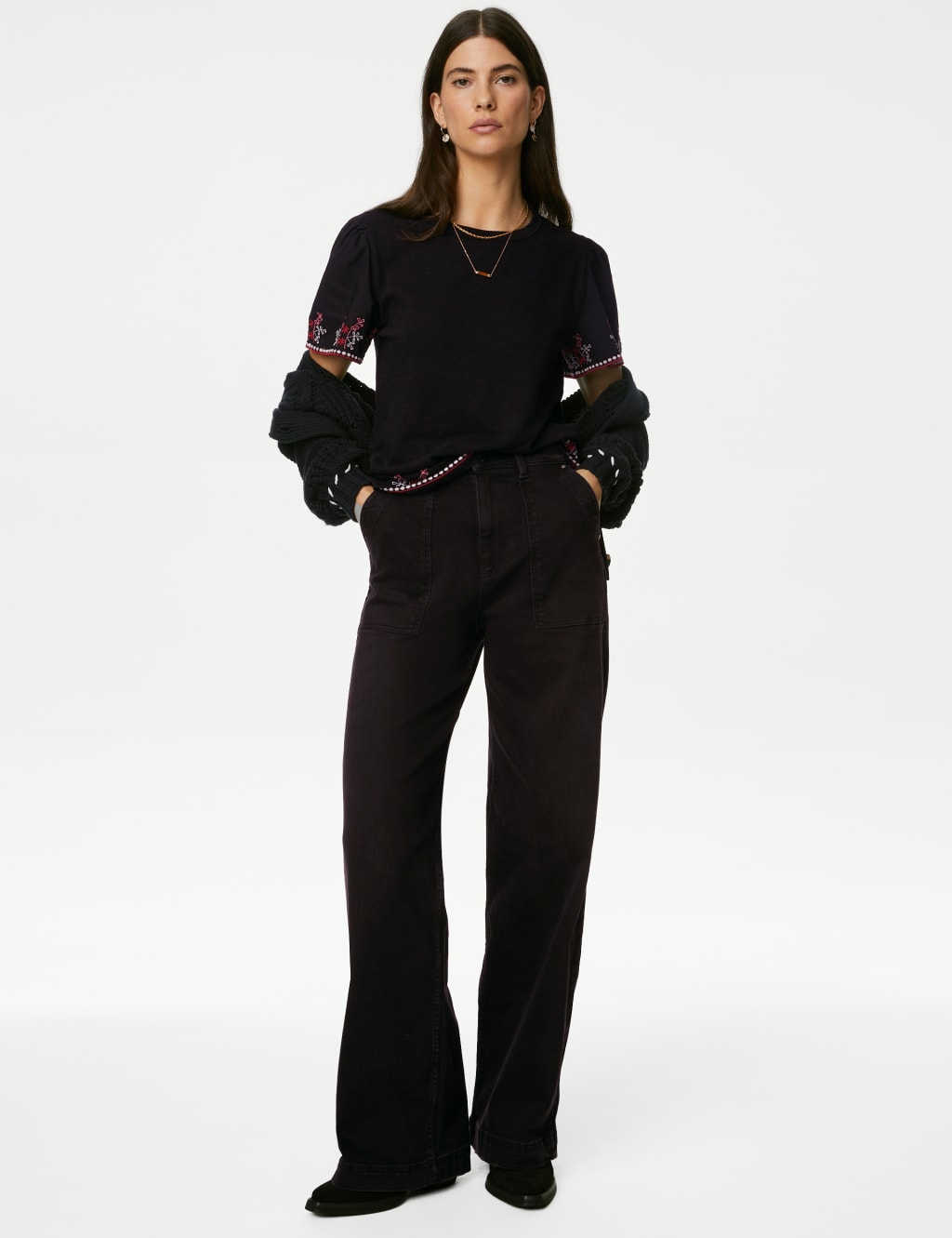 Pure Cotton Embroidered T-Shirt 3 of 5