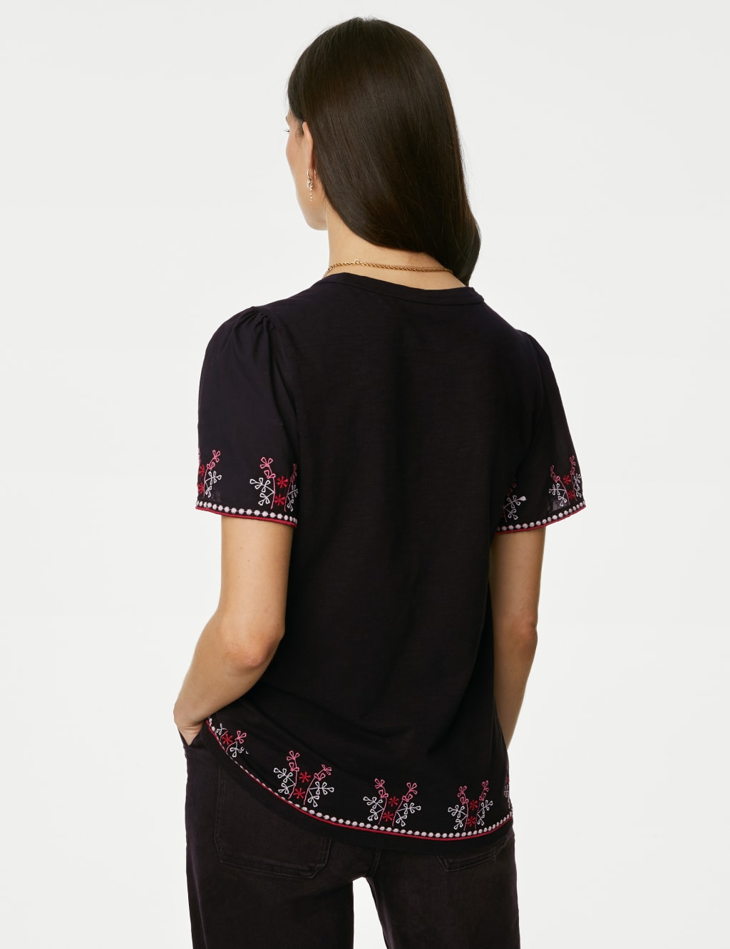 Pure Cotton Embroidered T-Shirt 5 of 5