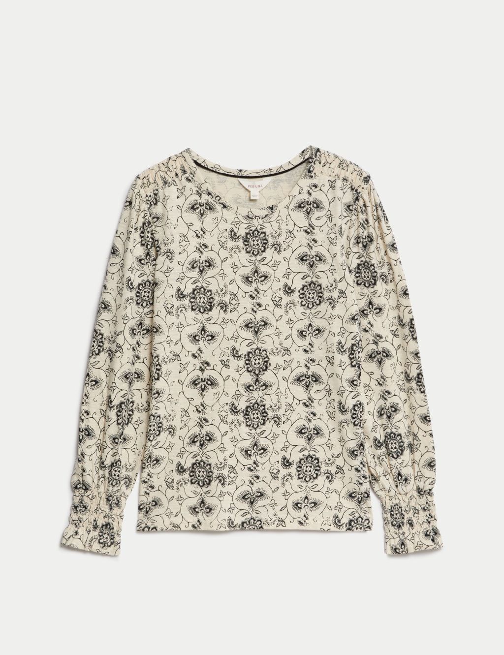 Pure Cotton Printed Shirred Puff Sleeve Top 2 of 5