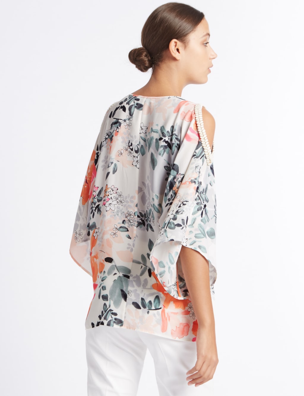 Floral Print Cold Shoulder V-Neck Tunic 4 of 4