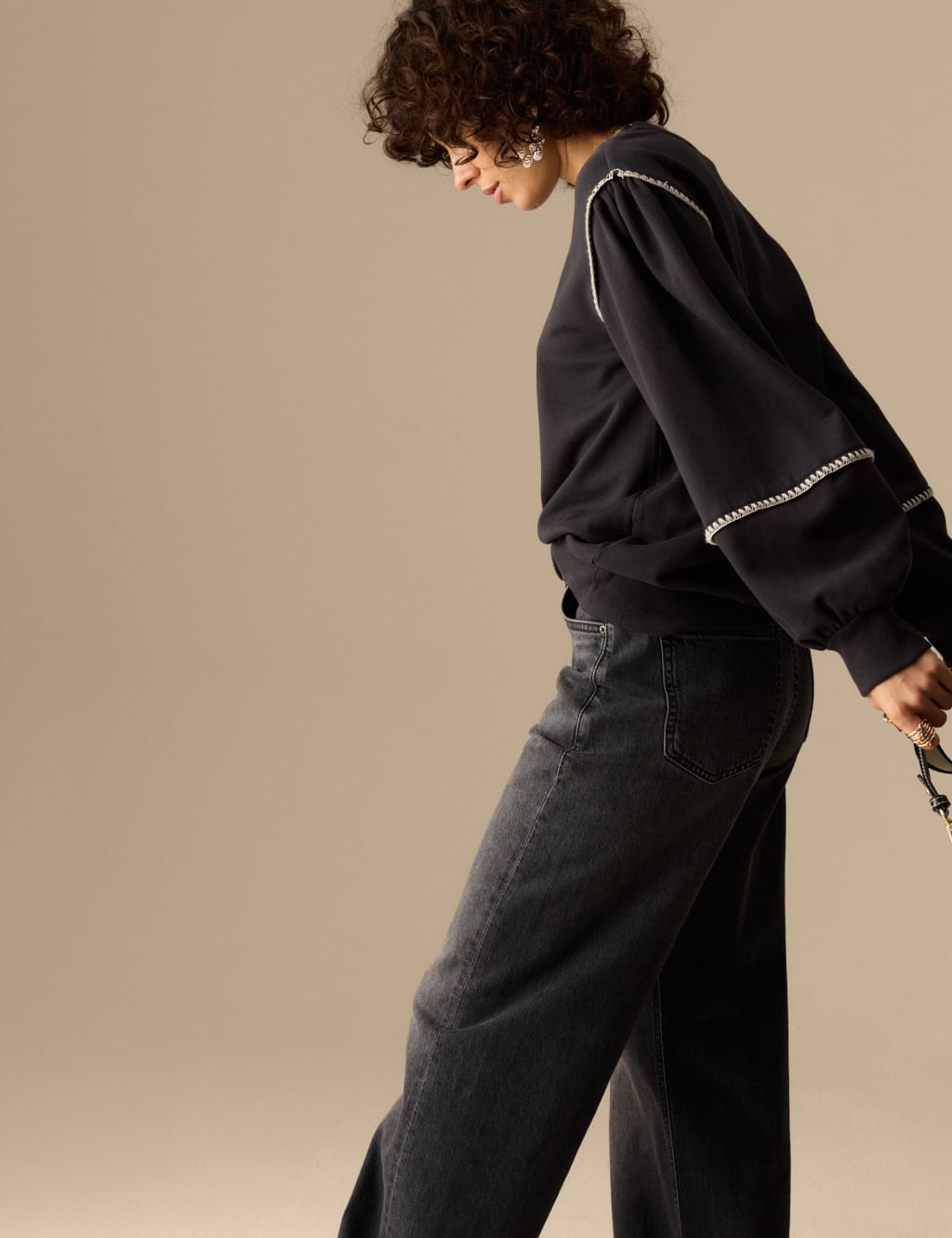 Pure Cotton Blouson Sleeve Sweatshirt 4 of 5