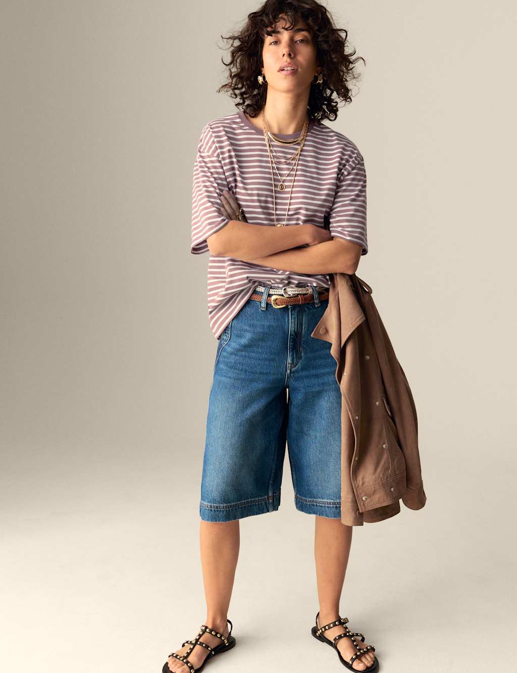 Pure Cotton Striped Oversized Boxy T-Shirt 3 of 5