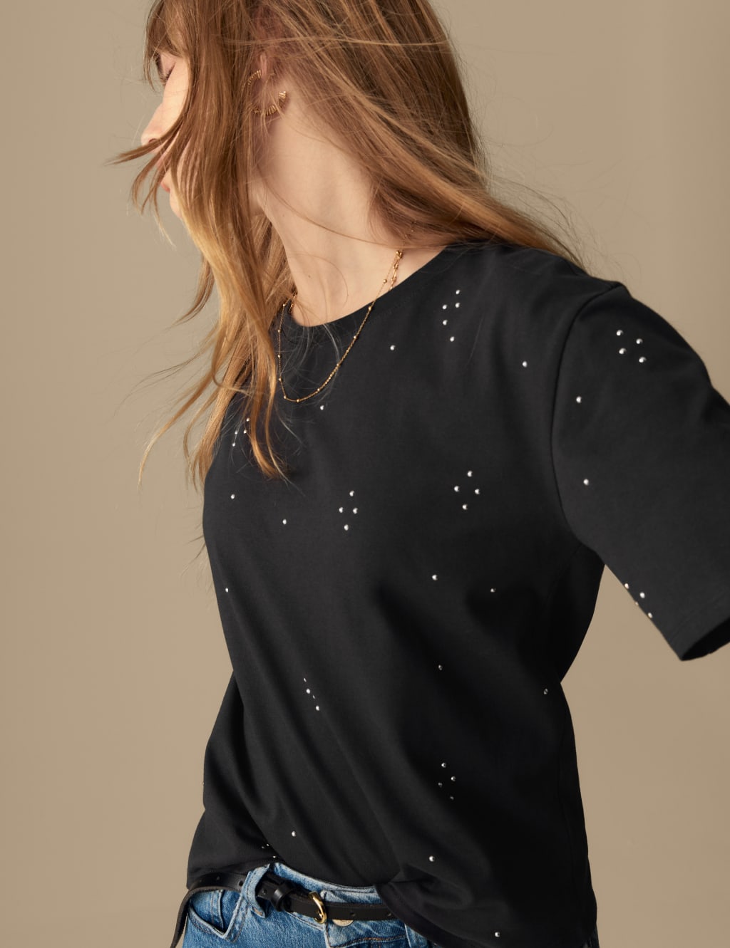 Pure Cotton Embellished Relaxed T-Shirt 4 of 5
